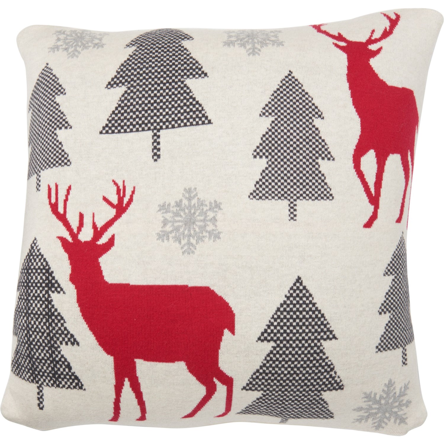 Peacock Alley Reindeer Throw Pillow 20x20 Feather Fill Ivory