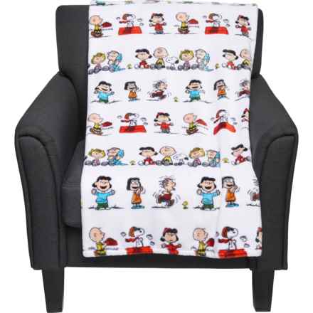 Peanuts Characters Stripe VelvetLoft® Oversized Throw Blanket - 50x70” in White