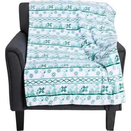 Peanuts Cozy Fair Isle Throw Blanket - 60x70”, 350 gsm in White-Evergreen