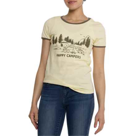 Peanuts Happy Campers Graphic T-Shirt - Short Sleeve in Double Cream