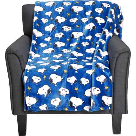 Peanuts Many Moods of Snoopy Fleece Throw Blanket -  60x70” in Cobalt