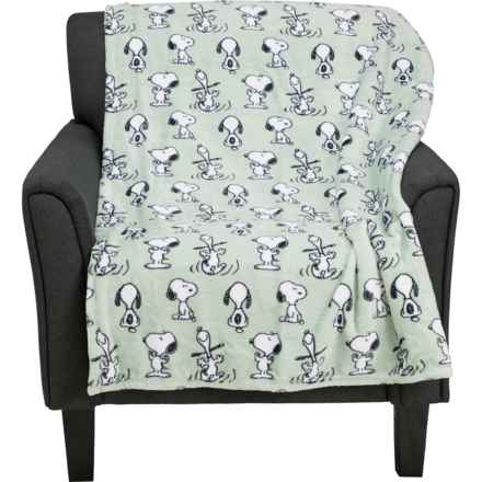 Peanuts Moods of Snoopy Fleece Throw Blanket - 60x70” in Green