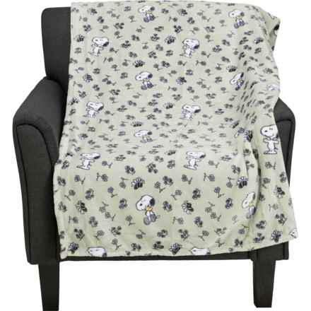 Peanuts Snoopy and Woodstock Flower and Bees Fleece Throw Blanket - 60x70” in Green