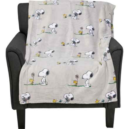 Peanuts Snoopy and Woodstock Spring Air Fleece Throw Blanket - 60x70” in Gray