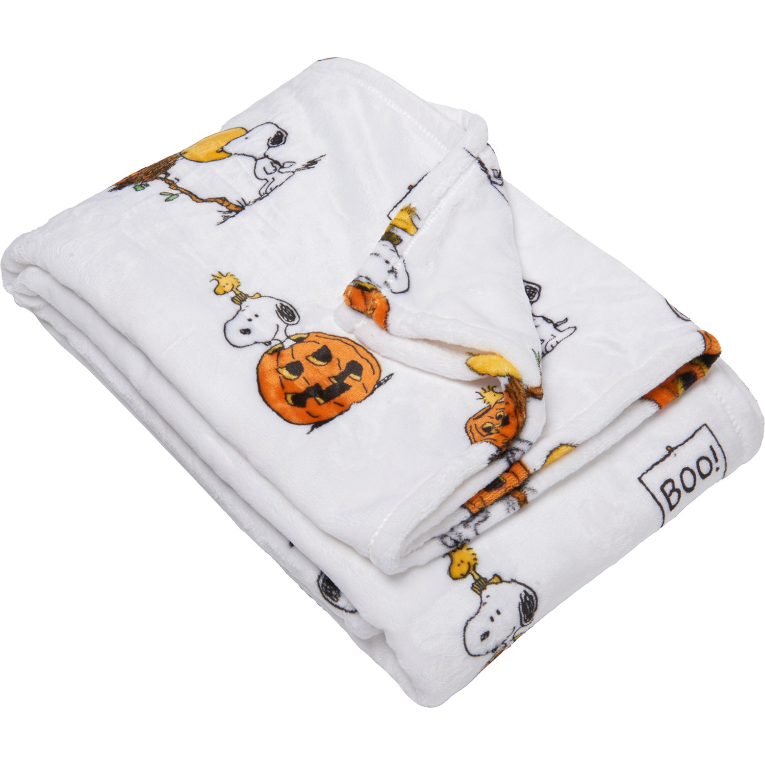 Peanuts Snoopy and Woodstock with Pumpkin Fleece Throw Blanket 50x70
