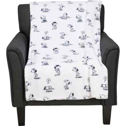 Peanuts Snoopy Different Emotions Fleece Throw Blanket - 60x70” in White