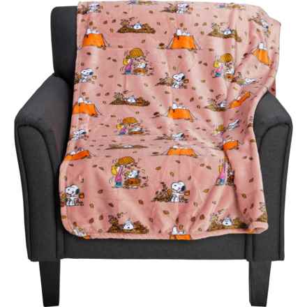 Peanuts Snoopy Fall-Leujah Camping Trip Throw Blanket - 60x70” in Mauve - Closeouts