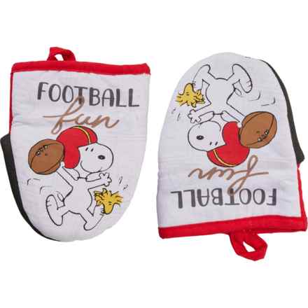 Peanuts Snoopy Football Fun Neoprene Mini Oven Mitts - 2-Pack in White/Red