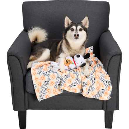 Peanuts Snoopy Halloween Printed Dog Blanket and Toy Set in Pumpkin