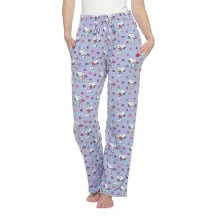 Peanuts Snoopy Love Blooms Silky Pajama Pants in Blue