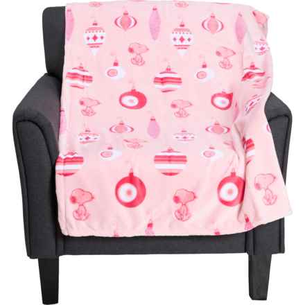 Peanuts Snoopy Mid-Century Christmas Throw Blanket -  60x70”, 350 gsm in Blush