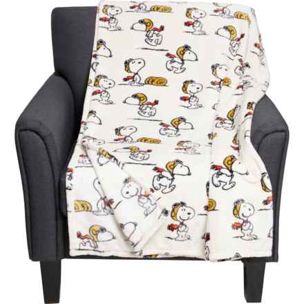 Peanuts Snoopy Red Baron Oversized Fleece Throw Blanket - 60x70” in White Multi