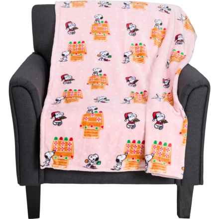 Peanuts Snoopy’s Gingerbread Dreams Throw Blanket - 60x70”, 350 gsm in Pale Pink