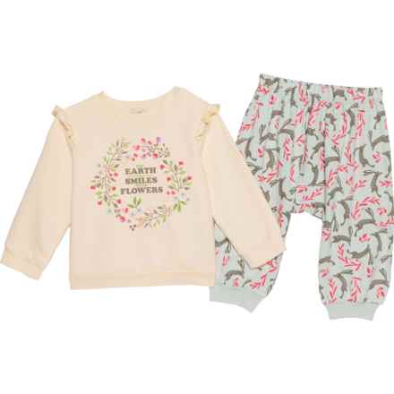 PEEK Infant Girls Earth Smiles with Flowers Shirt and Pants Set - Long Sleeve in Off-White