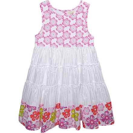 PEEK Little Girls Metallic Tiered Floral Dress - Sleeveless in Print