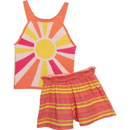PEEK Little Girls Sun Halter Top and Shorts Set - Sleeveless in Coral