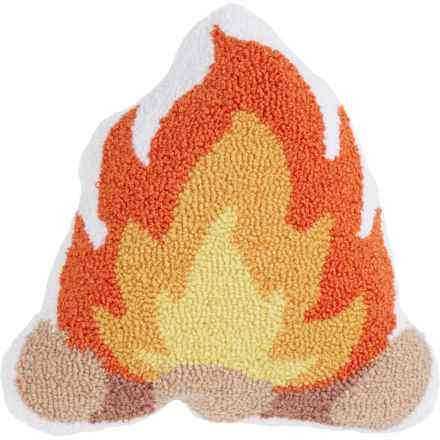Peking Handicraft Campfire Hooked Throw Pillow - 14x14” in Multi