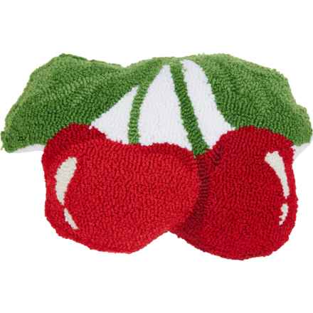 Peking Handicraft Cherries Hand-Hooked Throw Pillow - 12x16” in Red