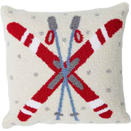 Peking Handicraft Crossed Skis Throw Pillow - 16x16” in Multi