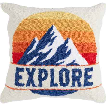 Peking Handicraft Explore Hooked Throw Pillow - 16x16” in Multi