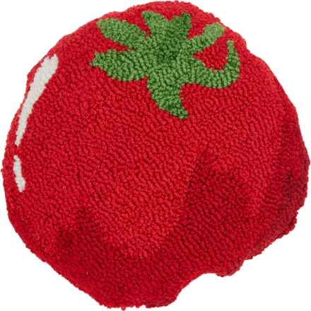 Peking Handicraft Tomato Hand-Hooked Throw Pillow - 12x12” in Red