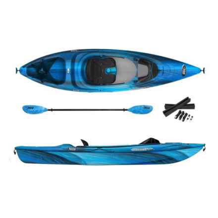 PELICAN Mission 100 Sit-In Kayak Package with Paddle and Car Top Kit - 10’ in Blue