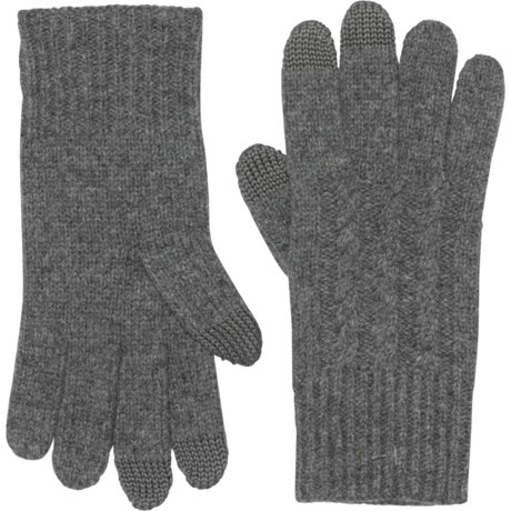 Pendleton Cable-Knit Texting Gloves - Wool in Grey
