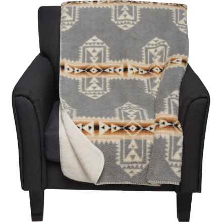 Pendleton Crossroads Sherpa Throw Blanket - 50x70” in Ivory/Multi