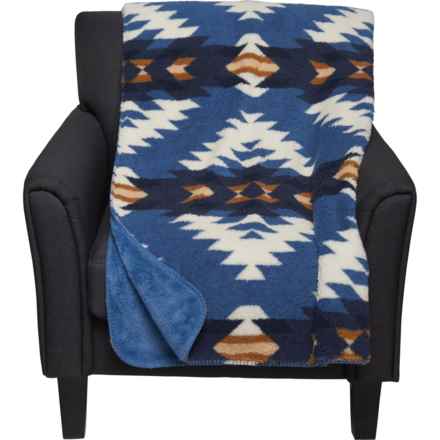 Pendleton Eagle River Sherpa Throw Blanket - 50x70” in Blue/Multi