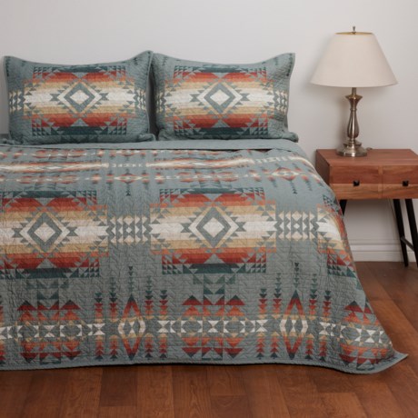 Pendleton Full-Queen Pilot Rock Coverlet Set - Jade in Jade