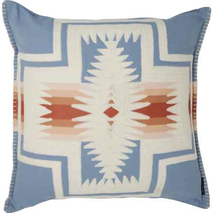 Pendleton Harding Embroidered Throw Pillow - Feather Fill, 20x20” in Denim