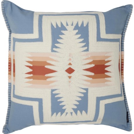 Pendleton Harding Embroidered Throw Pillow - Feather Fill, 20x20” in Denim
