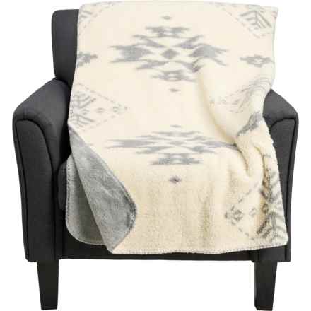 Pendleton Icon Sherpa Fleece Throw Blanket - 50x70” in Gray/Cream