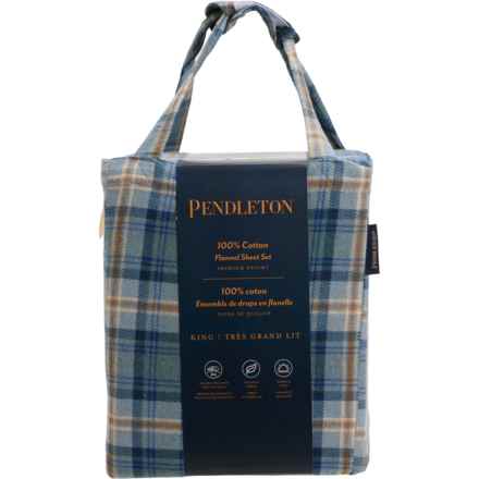 Pendleton King Mosier Plaid Double-Brushed Flannel Sheet Set - 170 gsm, Grey in Gray