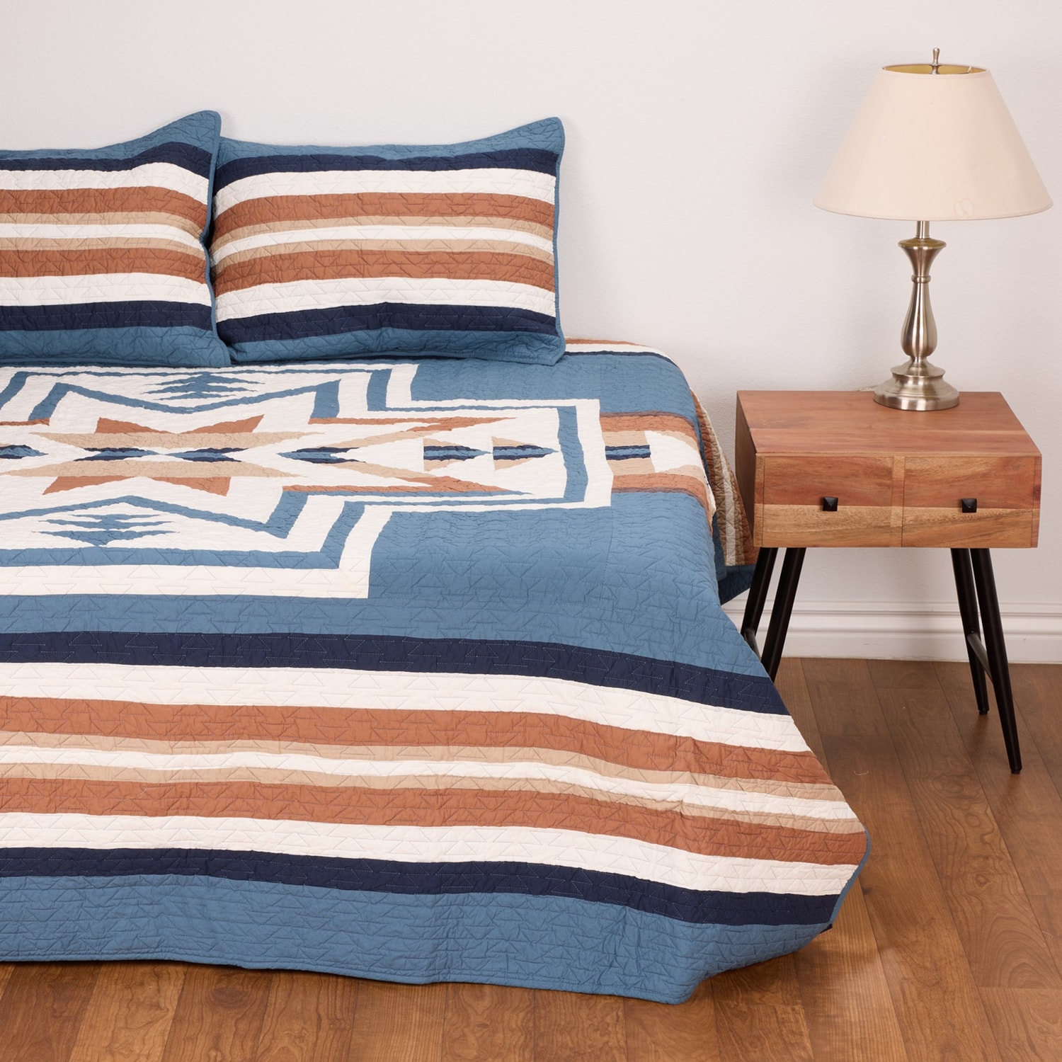 Pendleton King Silver City Pieced Quilt Set - Blue Mirage - Save 48%