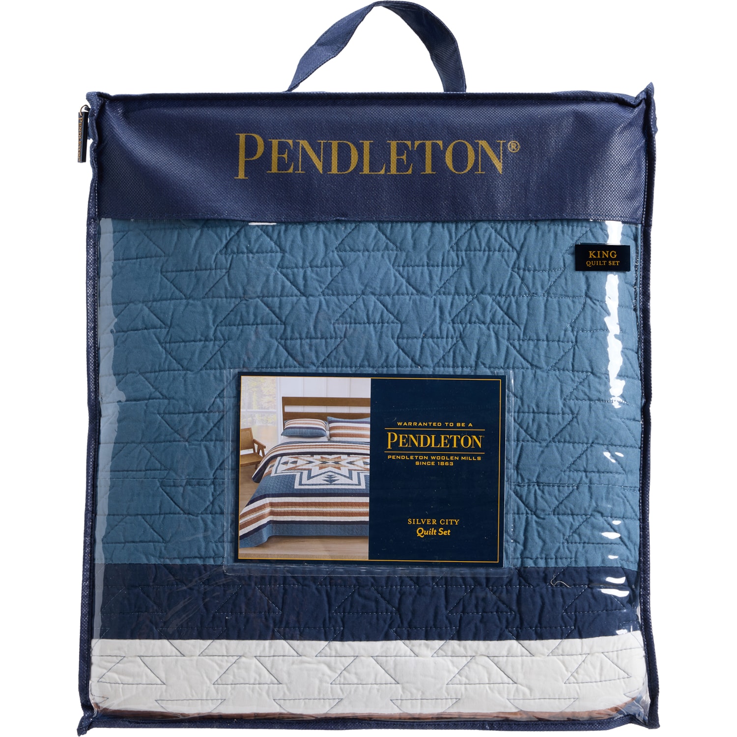 Pendleton King Pendleton King Silver City Pieced Quilt Set - Blue Mirage - Save 48%