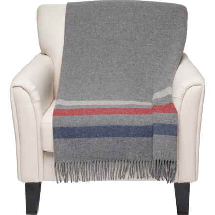Pendleton Organic Eco-Wise Washable Oversized Throw Blanket - Wool, 54x60” in Cabin Stripe Grey