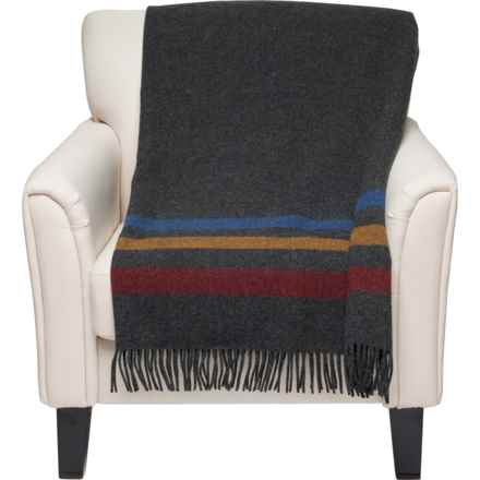Pendleton Organic Eco-Wise Washable Oversized Throw Blanket - Wool, 54x60” in Cabin Stripe Oxford