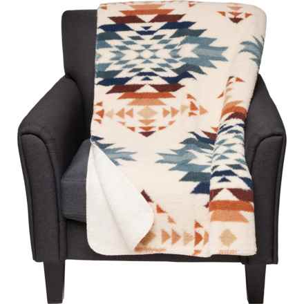 Pendleton Peak Canyon Sherpa Throw Blanket - 50x70” in Ivory/Grey