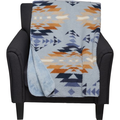 Pendleton Peak Canyon Sherpa Throw Blanket - 50x70” in Light Blue