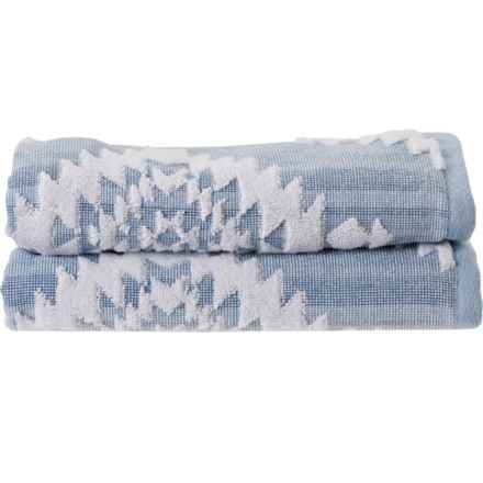 Pendleton Peak Canyon Yarn-Dyed Jacquard Hand Towels - 570 gsm, 2-Pack, 16x28”, Coronet Blue in Coronet Blue
