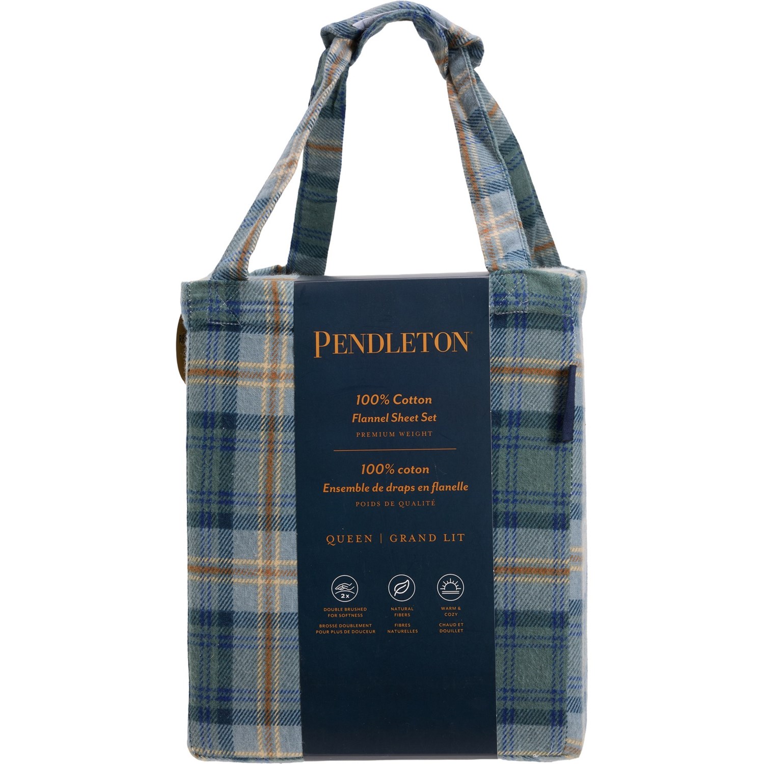 Pendleton Queen Mosier Plaid Double-Brushed Flannel Sheet Set - 170 gsm ...