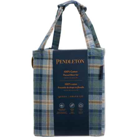 Pendleton Queen Mosier Plaid Double-Brushed Flannel Sheet Set - 170 gsm, Gray in Gray