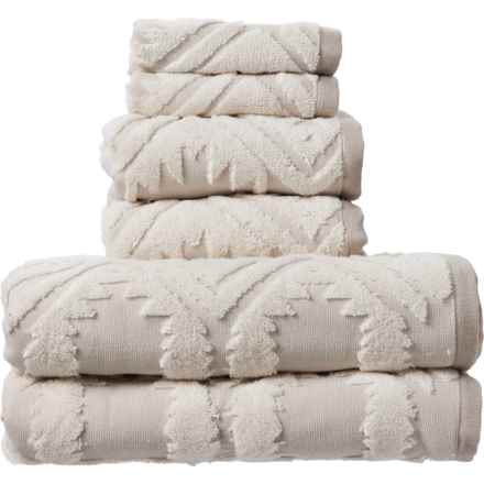 Pendleton Turkish Cotton Zero Twist Jacquard White Sands Bath Towel Set - 6-Pack, Taupe in Taupe