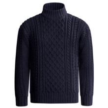 Peregrine by J.G. Glover Aran Cable Sweater - Merino Wool (For Men) in Navy - Closeouts