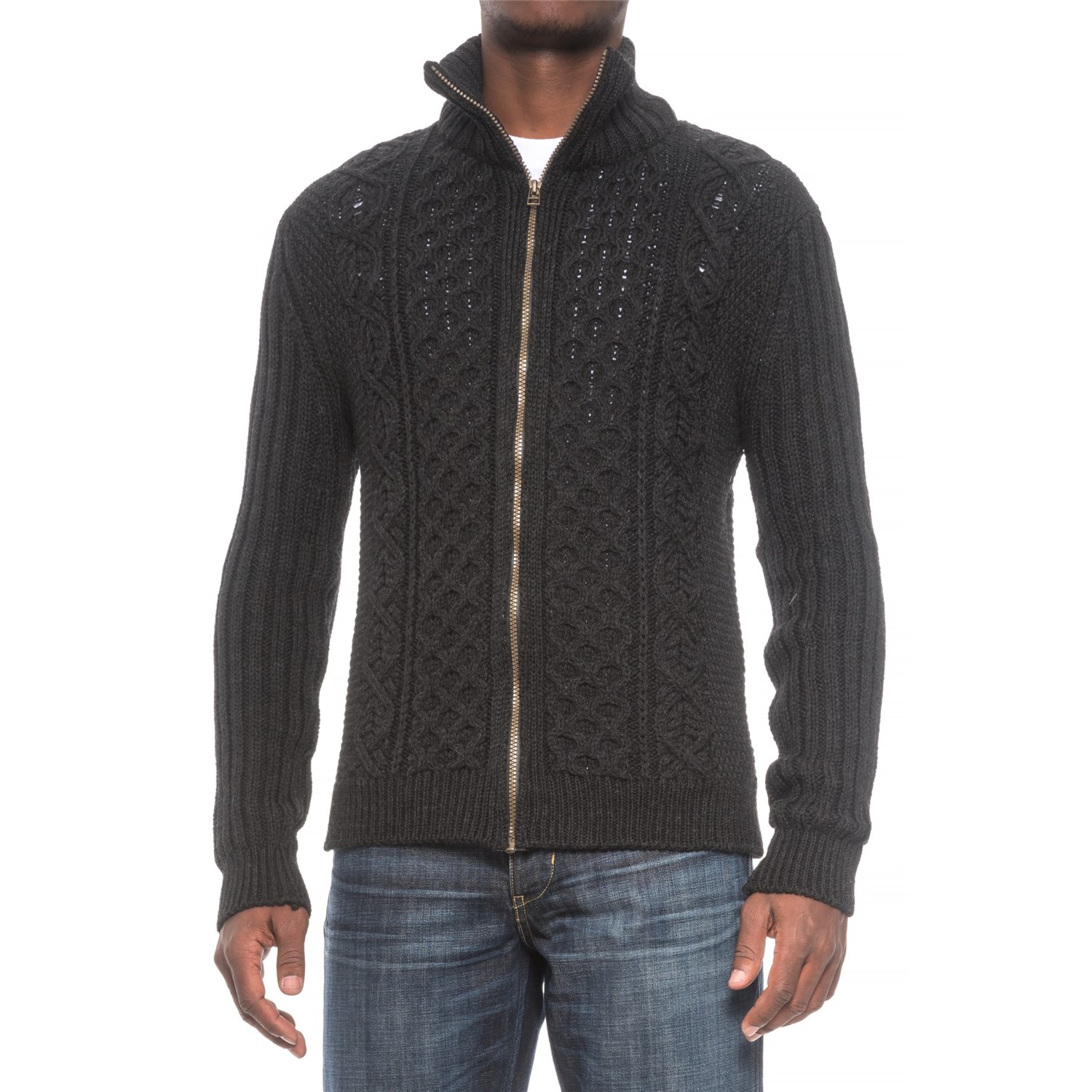 Peregrine by J.G. Glover Aran Full-Zip Sweater (For Men) - Save 42%
