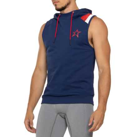 PERFECT MOMENT Super Stripe Fitness Hoodie - Sleeveless in Navy