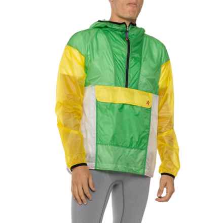 PERFECT MOMENT Ultralight Windbreaker Hoodie - Zip Neck in Nordic Green/ Citron
