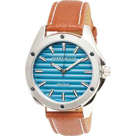 Perry Ellis PES0005SL Watch - 41 mm in Brown Leather/Blue Face