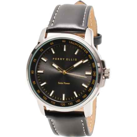 Perry Ellis PES0010GU Watch - 43 mm in Black Leather/Black Face
